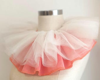 Ruffle Clown collar  3 in 1 ,Pink Chiffon & White Tulle collar, Harlequin neck collar, Cosplay Clown halloween costume accessory