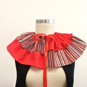 Clown Harlequin detachable ruff red collar Circus costume neck collar Red adjustable ruff collar Cosplay Clown halloween costume accessory