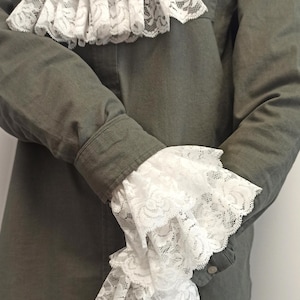 Accesorio para falda escocesa, cuello jabot y puños, cuello y puños de encaje vintage, disfraz de pirata, corbata histórica, juego de rol vintage