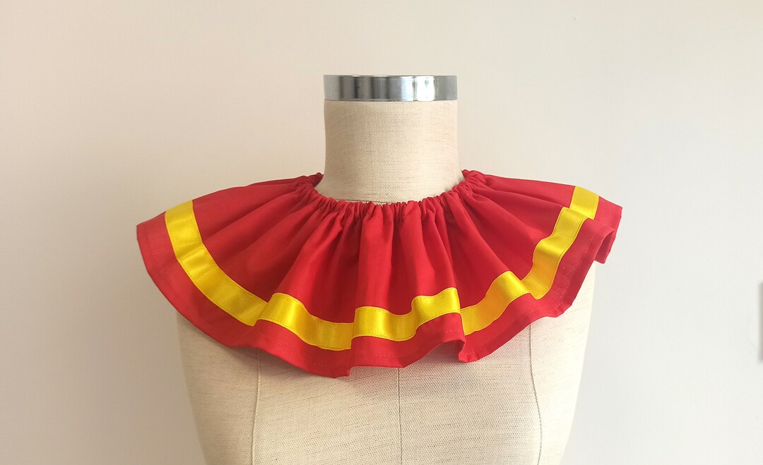 Red Clown Collar – Handmade Harlequin Ruffle Neck Ruff, Cosplay ...