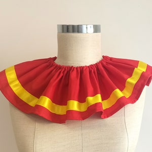 Red Clown Collar – Harlequin Circus Ruffle Neck Accessory, Detachable Cosplay Collar, Adjustable Ruff for Halloween Costume
