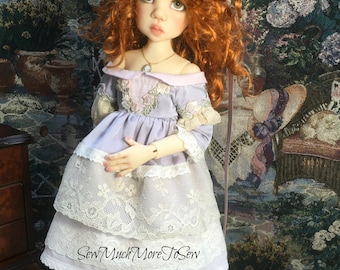 Violet Gray  Silk Victorian Ensemble for Kaye Wiggs Msd doll Missy or Shani. [NO DOLL]
