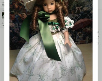 Effner Little Darling Doll Dress Ensemble: Gone With Wind BBQ Gown, Custom Made