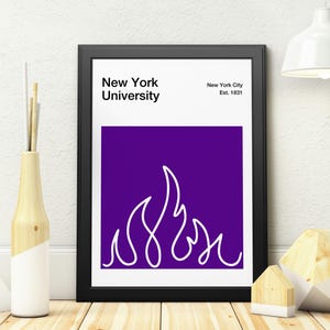 New York University Graphic Poster | Minimalist Wall Art | University Decor | Graduation Gift | Home Office Decor | College Decor