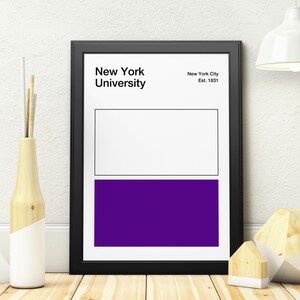 New York University Color Block Poster | Minimalist Wall Art | University Decor | Graduation Gift | Home Office Decor | College Decor