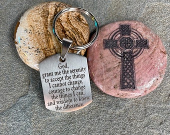 Serenity Prayer keychain gift for addiction mental health courage