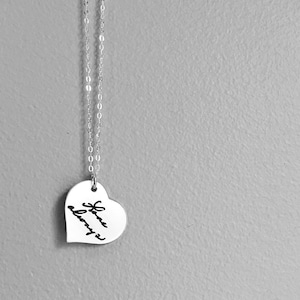 Custom Handwriting or Finger/Handprint Necklace or Keychain engraved with the writing or art of your little one or loved one image 8