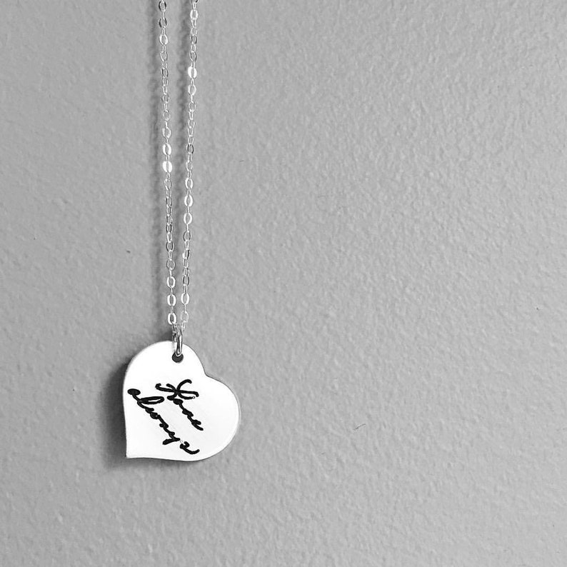 Custom Handwriting or Finger/Handprint Necklace or Keychain engraved with the writing or art of your little one or loved one image 8