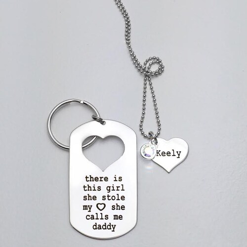 There is this Girl... Daddy/Daughter Keychain, Necklace Set - Father's Day Gift - His and Hers Personalized Keychain