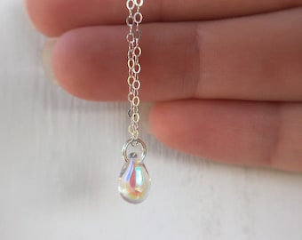 Blessings Necklace: petite teardrop raindrop pendant rainbow necklace rainbow baby jewelry encouragement laura story christian inspirational
