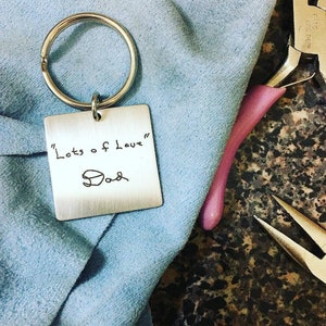 Custom Handwriting or Finger/Handprint Necklace or Keychain engraved with the writing or art of your little one or loved one image 9