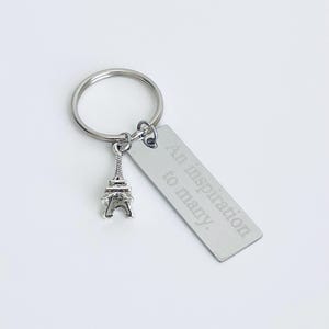 Eiffel Tower Key Chain. Personalized Stainless Steel Key Chain. Paris Key Chain. Gift for Her. Customized Eiffel Tower Key Ring.