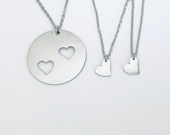 Mother and 2 Daughters Necklace Set. Stainless Steel Necklaces. Matching Family Necklaces. Generation Necklace. Mother Daughter Necklace Set