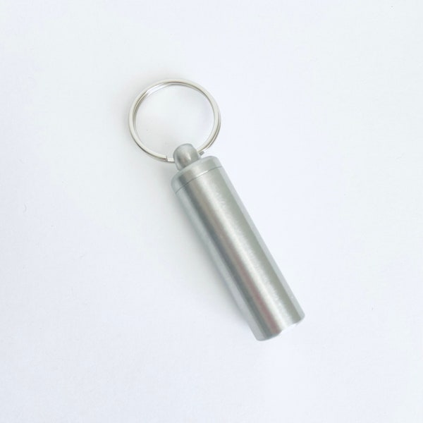 SMALL Personalized Pill Holder Key Chain.Waterproof Pill Bottle Key Chain.Pocket Pill Box. Backpack pill case.Camping Survival Accessories