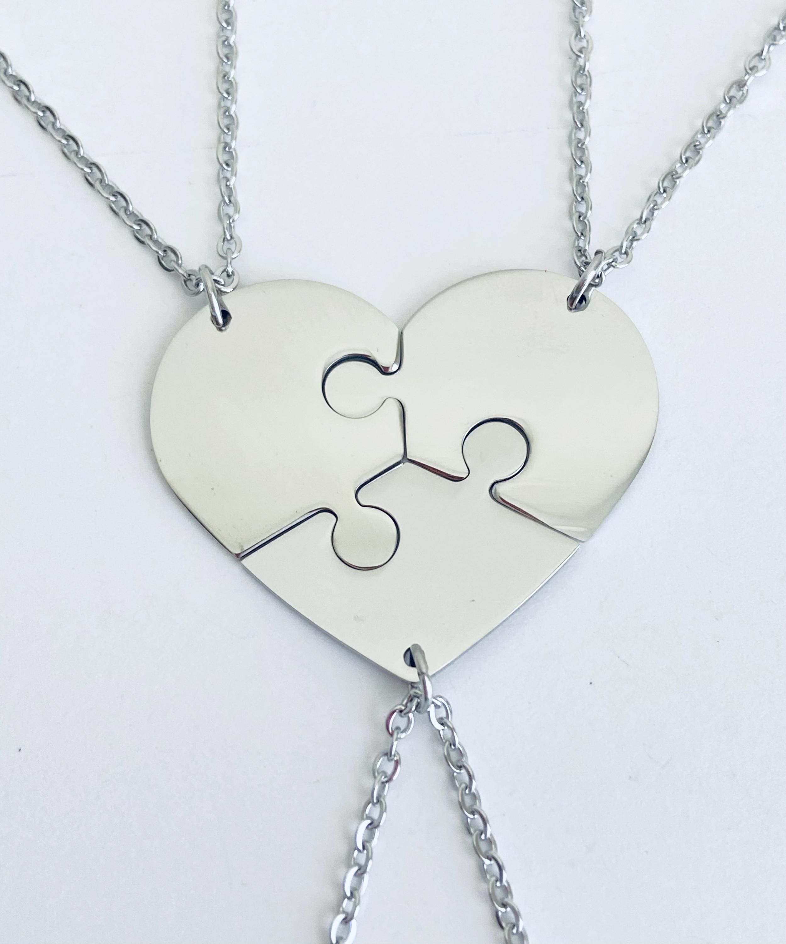 Personalized Stainless Steel Puzzle Necklaces. 3 Puzzle Necklace Set. Best Friend Necklaces. Sister Necklaces. Friendship Necklaces.