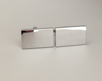 Personalized Shiny Rectangle Cufflinks. Silver Cuffinks. Engraved Cuff Links.Men Gift. Groomsmen Gift. Wedding. Father. Boyfriend. Husband.