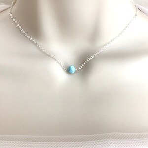 Larimar Necklace. Dainty Layering Larimar Choker. Natural Larimar. Sterling Silver or Gold Filled. TINY Blue Gemstone Necklace. Wedding. image 8