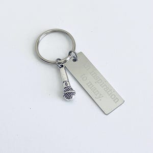 Personalized Microphone Key Chain. Customized Stainless Steel Tag. Name Key Chain. Key Speaker Key Chain. DJ Key Chain. Wedding DJ Gift