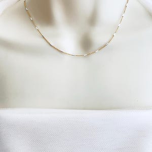 Delicate Gold Necklace. Minimal Silver Choker Necklace. Two Tone Necklace. Gold Over Sterling Silver. Layered Necklace.Modern Chic Necklace.