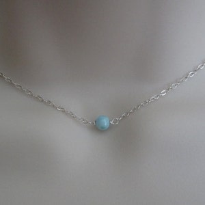 Larimar Necklace. Dainty Layering Larimar Choker. Natural Larimar. Sterling Silver or Gold Filled. TINY Blue Gemstone Necklace. Wedding. image 7