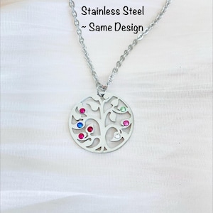 Updated Version ~ Now Stainless Steel • Family Tree Birthstone Necklace • Personalized Mom Necklace • Custom Grandma Jewelry Gift