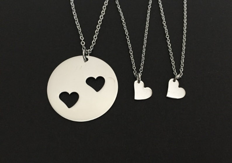 Mother and 2 Daughters Necklace Set. Stainless Steel Etsy