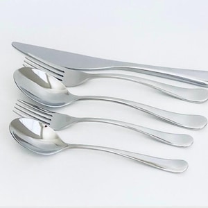 Personalized Shiny Stainless Steel Flatware. Engraved Fork. Spoon and Knife. Custom Name Utensils. Housewarming Gift. Newlywed Wedding Gift.