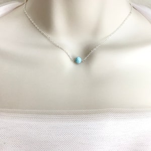 Larimar Necklace. Dainty Layering Larimar Choker. Natural Larimar. Sterling Silver or Gold Filled. TINY Blue Gemstone Necklace. Wedding. image 4