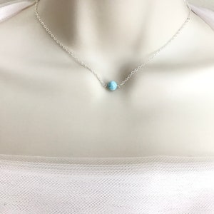 Larimar Necklace. Dainty Layering Larimar Choker. Natural Larimar. Sterling Silver or Gold Filled. TINY Blue Gemstone Necklace. Wedding. image 6