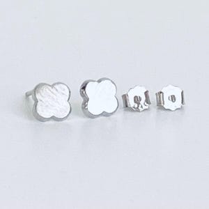 TINY Sterling Silver Clover Studs. Dainty Clover Ear Studs. Sterling Silver. Gift for Her. Lucky Jewelry. Four Leave Clover Earrings.