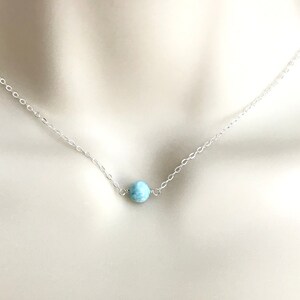 Larimar Necklace. Dainty Layering Larimar Choker. Natural Larimar. Sterling Silver or Gold Filled. TINY Blue Gemstone Necklace. Wedding.