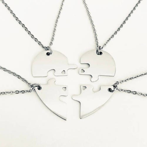 Personalized Stainless Steel Puzzle Necklaces. 4 Puzzle Etsy