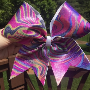 Purple Swirl Pattern Cheer Bow
