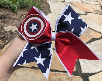Captain America Inspired Cheer Bow