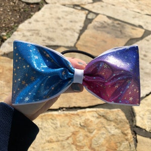 Pink and Blue Stars Tailless Cheer Bow - *color placement varies*