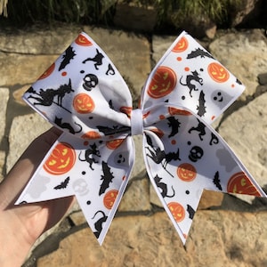 Halloween Cheer Bow - Witches, Skulls, Pumpkins, Black Cats