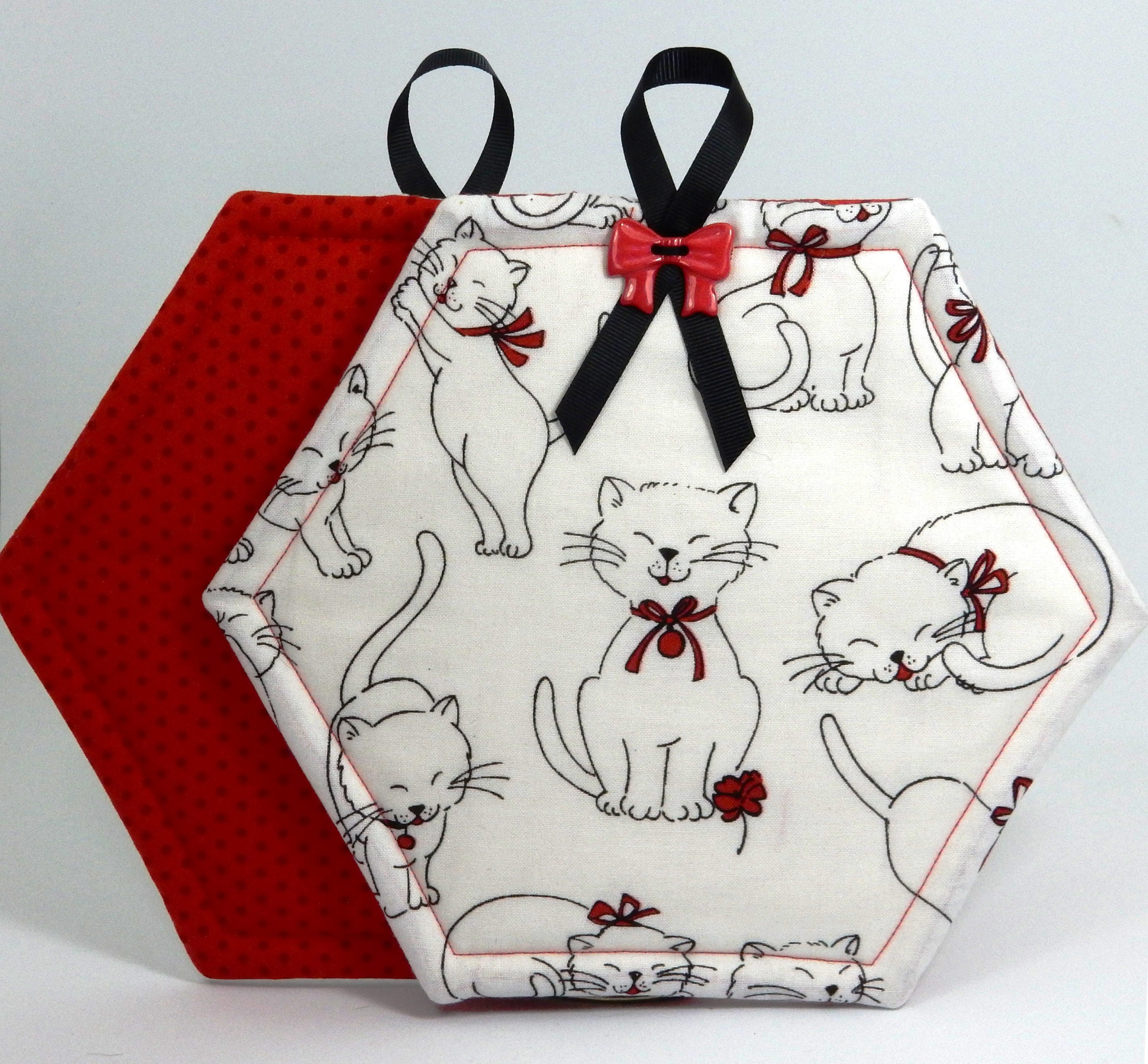 White Kitties Pot Holders Cats Set of Two Etsy