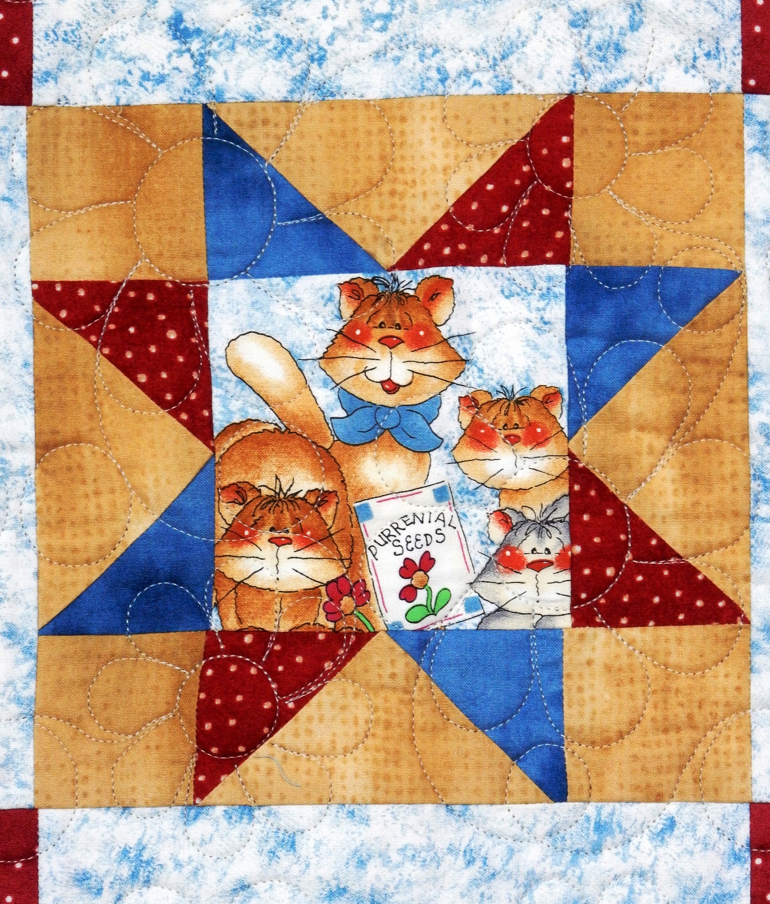 Purrenial Cats Quilt Throw Wall Hanging Very Old Rose Etsy