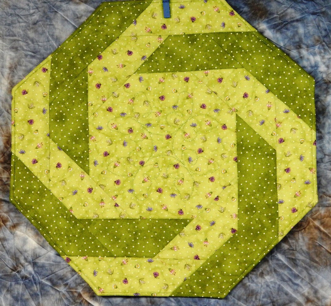 Spring Table Topper Summer Spring Table Topper - Green Lavender - Herbs Flowers - Quilted ...