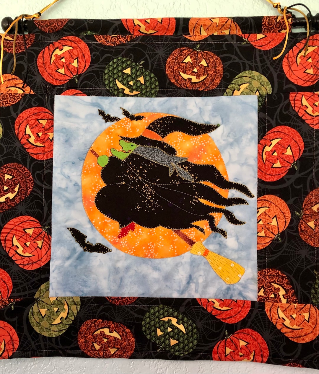 Witch Flying the Night Sky - Wall Hanging - Halloween - Quilted - Etsy