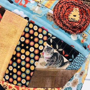 Bolso grande de mano con diseño de Max & Whiskers, perro y gato, acolchado