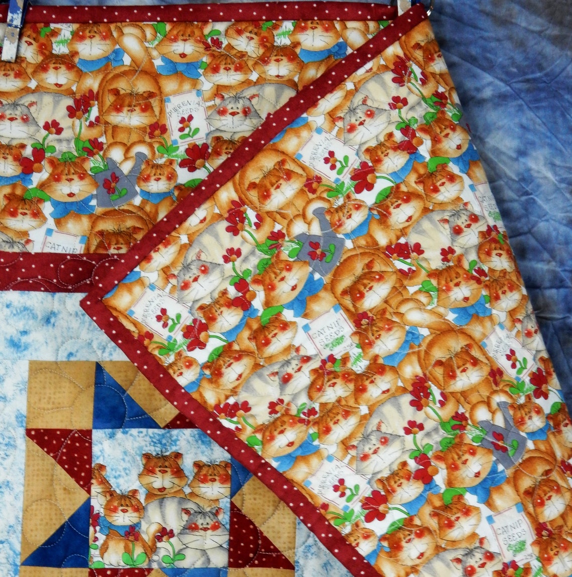 Purrenial Cats Quilt Throw Wall Hanging Very Old Rose Etsy