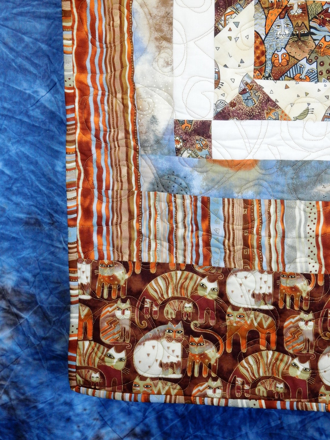 Laurel Burch Earthtone Cats Quilt Throw Wall Hanging 100 Etsy