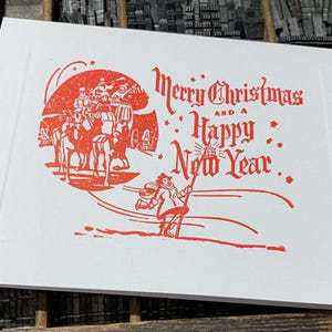 Letterpress Christmas Cards: Vintage Holiday Scene, Set of 10