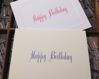 Ten Letterpress Note Cards "Happy Birthday" - Set of 10 cards with matching envelopes