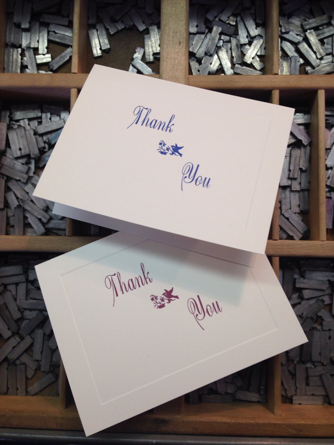 Ten Letterpress Note Cards "thank You" - Set of 10 Cards With Matching ...