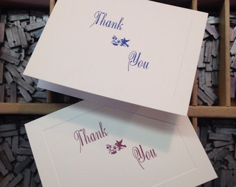 Ten Letterpress Note Cards "Thank You" - Set of 10 cards with matching envelopes