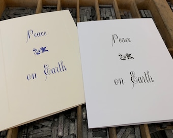 Ten Letterpress Christmas Cards "Peace on Earth" - Set of 10 cards with matching envelopes