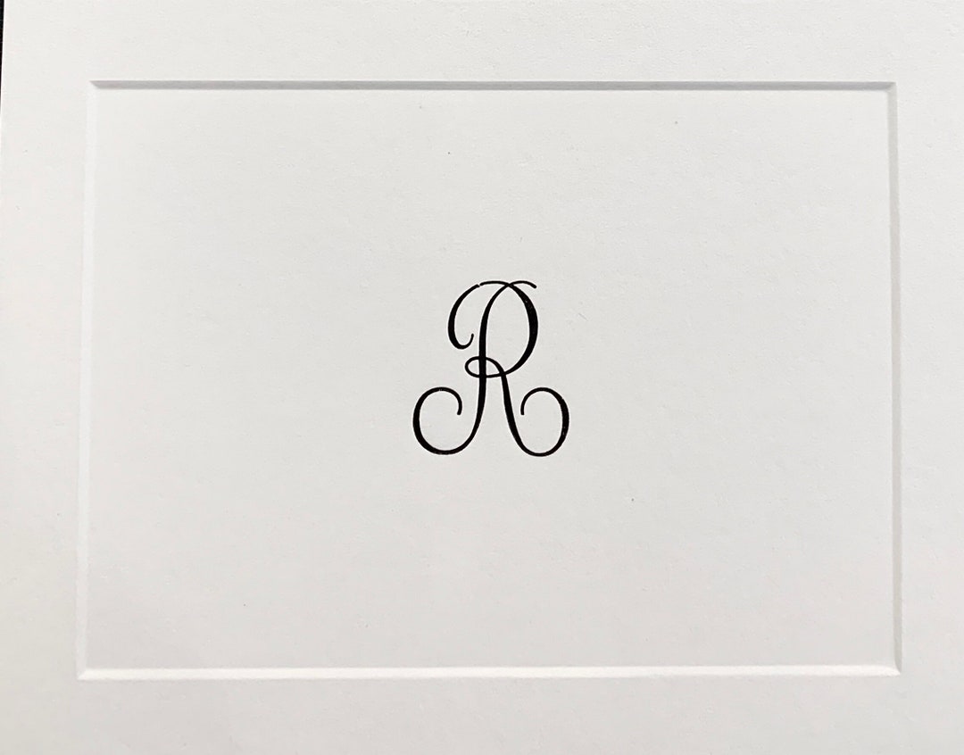 Set of 12 Personalized Letterpress Initial Note Cards W/matching ...