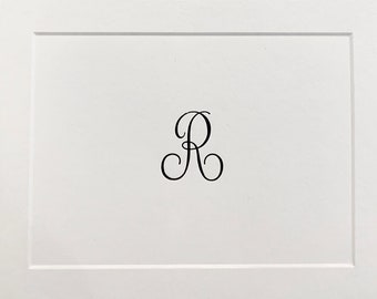 Set of 12 Personalized Letterpress Initial Note Cards w/matching envelopes.